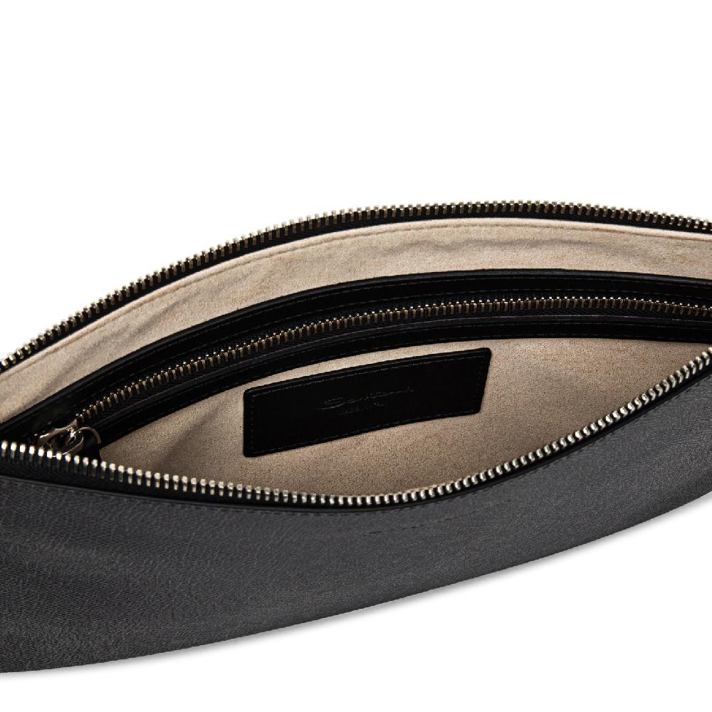 Santoni Pouch in saffiano grigio Soddisfazione Garantita
