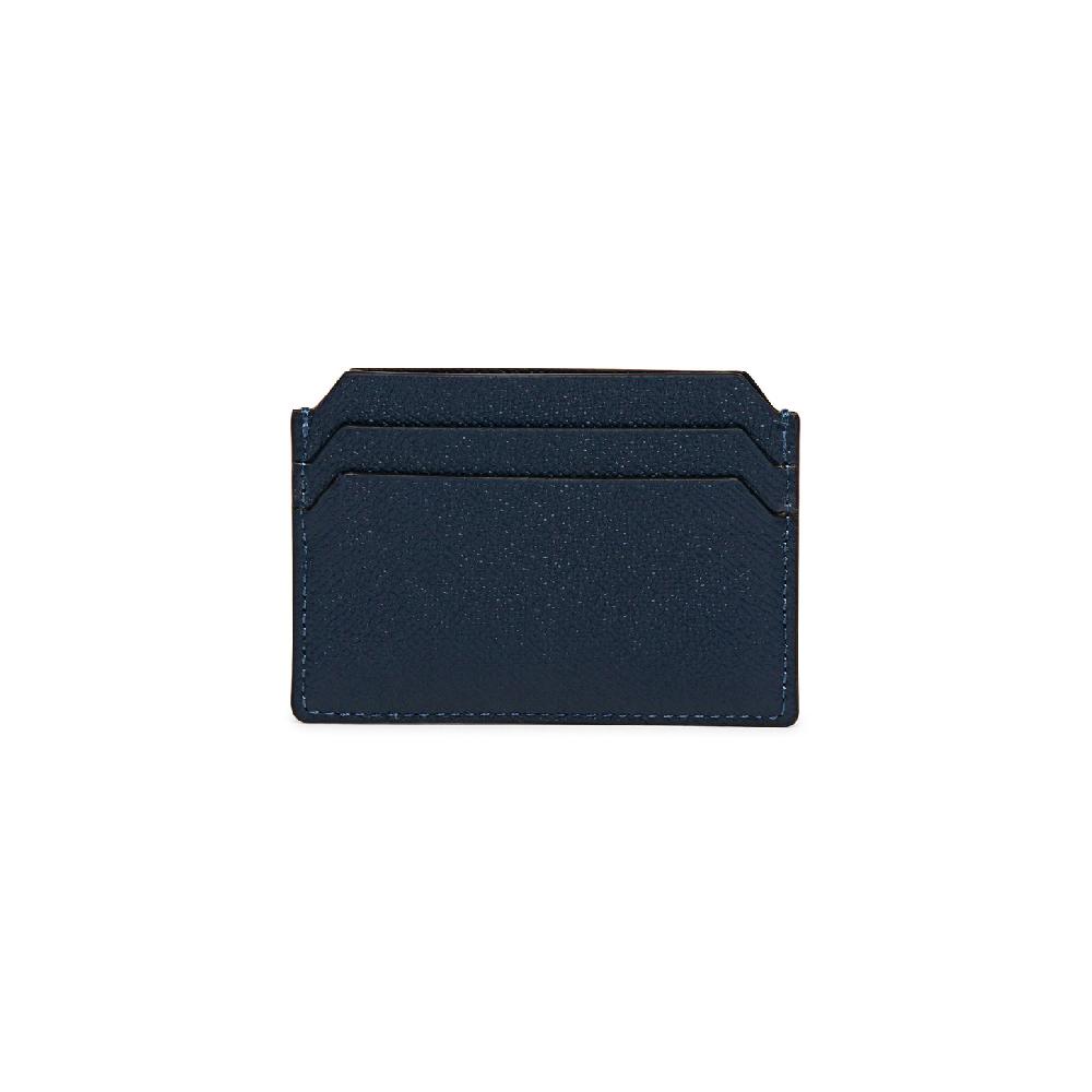 Santoni Porta carte di credito in saffiano blu Qualità Garantita