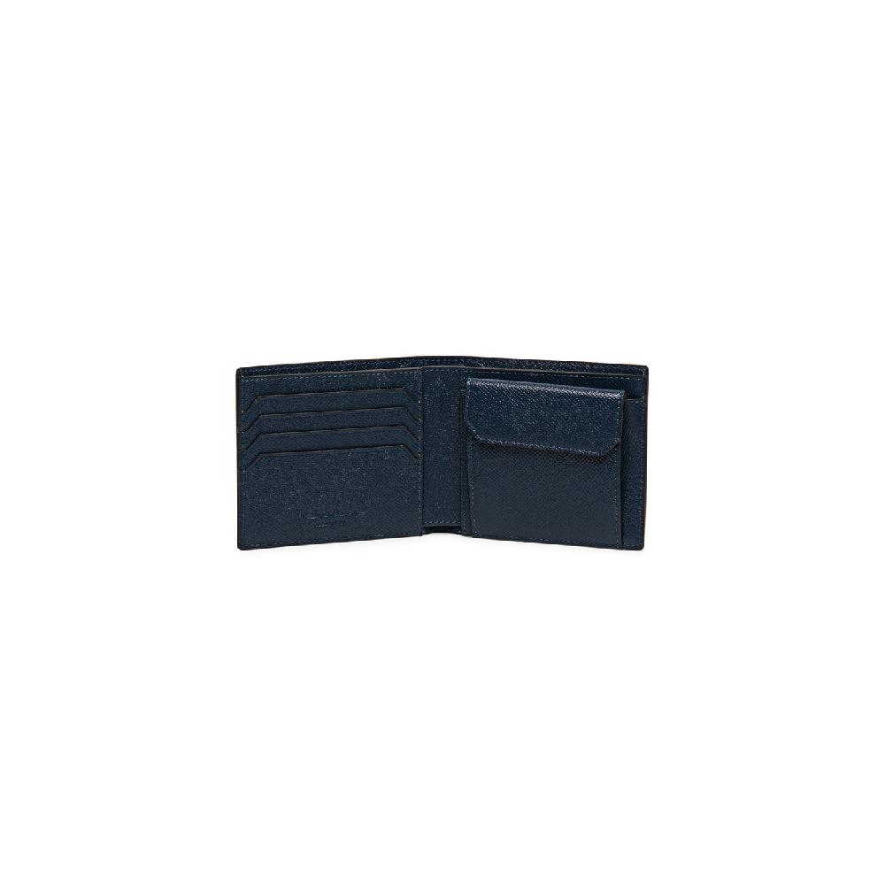 Santoni Portafoglio con porta monete in saffiano blu Negozi Online