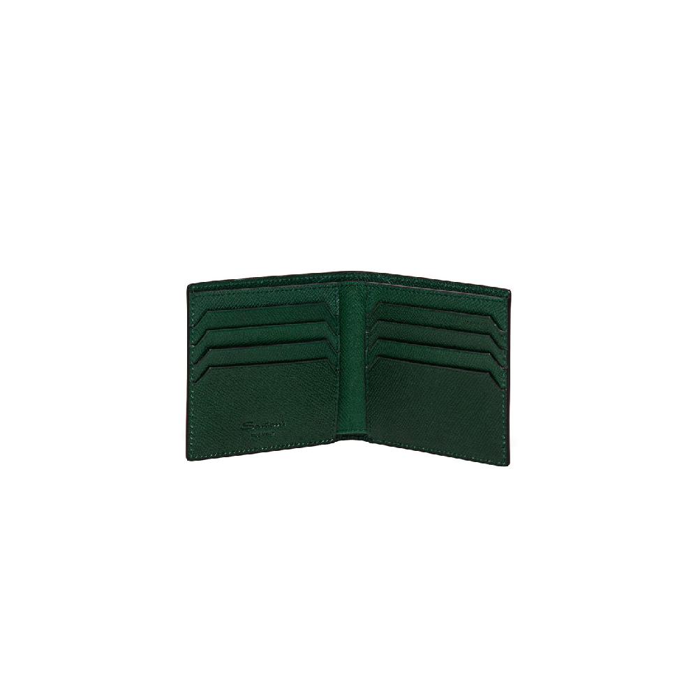 Santoni Portafoglio in saffiano verde Consegna Veloce