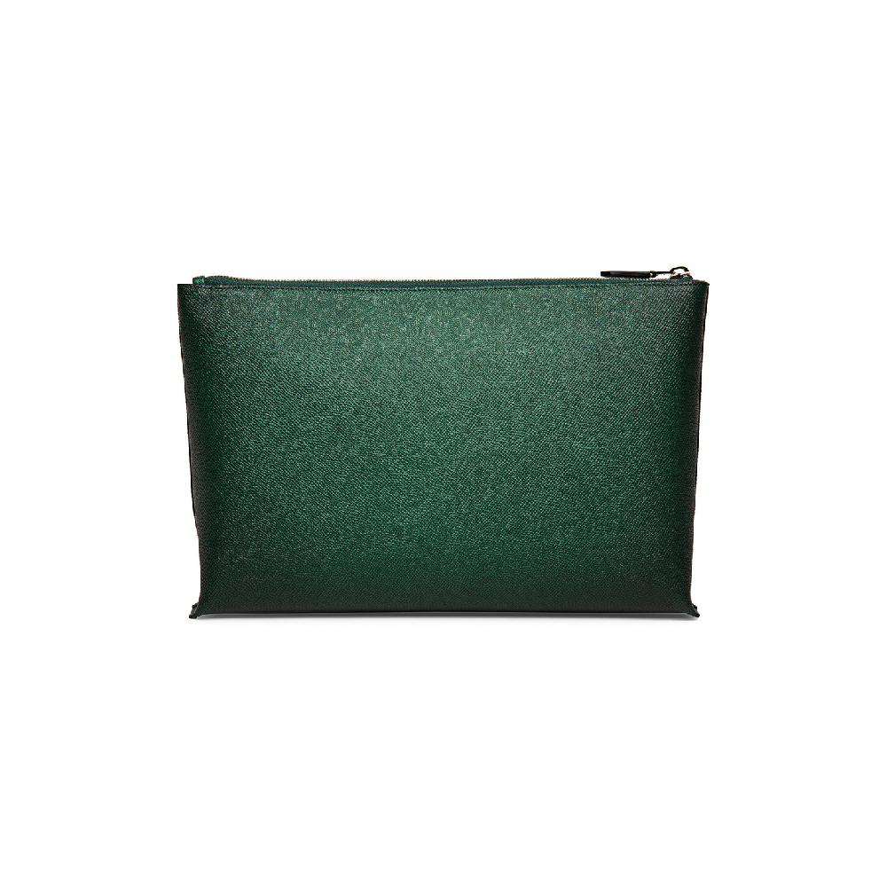 Santoni Pouch in saffiano verde Fino Al -60%