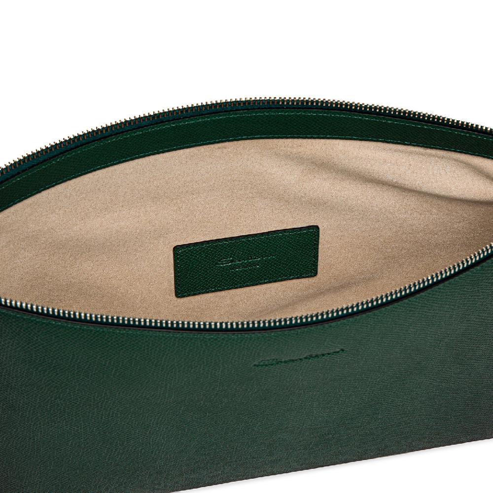 Santoni Pouch in saffiano verde Fino Al -60%
