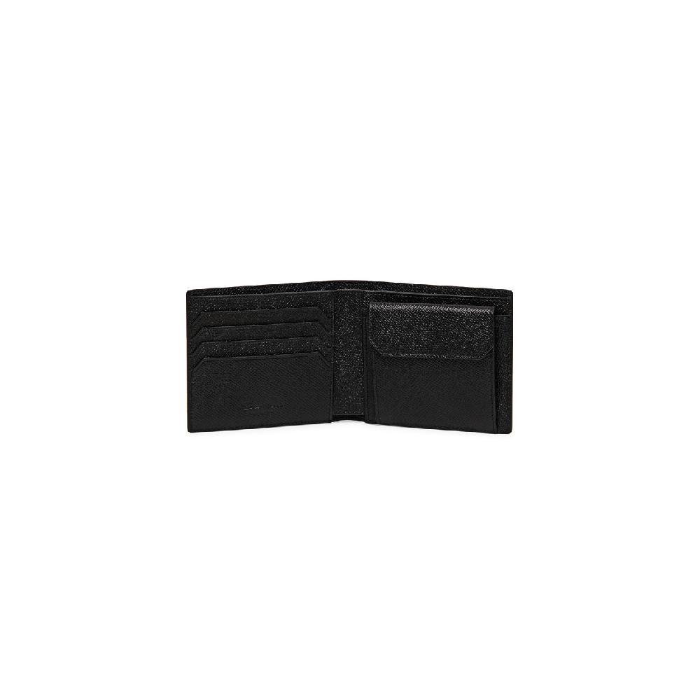 Santoni Portafoglio con porta monete in saffiano nero Shopping Online