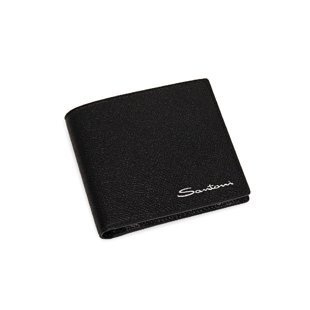 Santoni Portafoglio con porta monete in saffiano nero Shopping Online