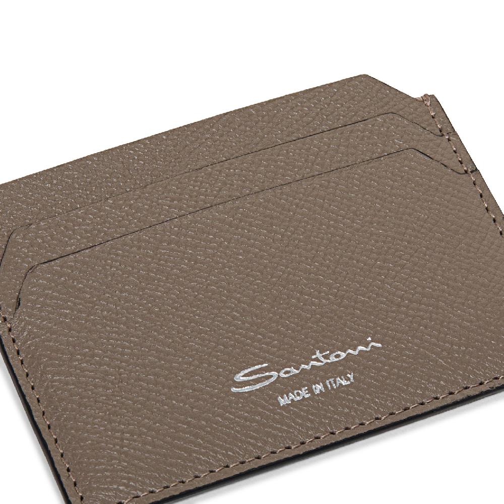 Santoni Porta carte di credito in saffiano beige Affare Del Giorno