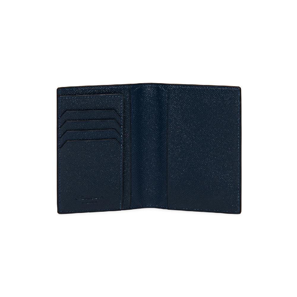 Santoni Custodia per passaporto in saffiano blu Prezzo Ridotto