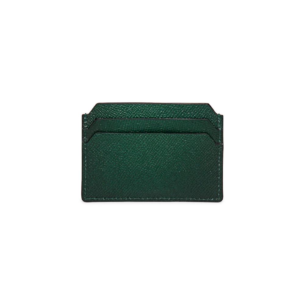 Santoni Porta carte di credito in saffiano verde Sottocosto
