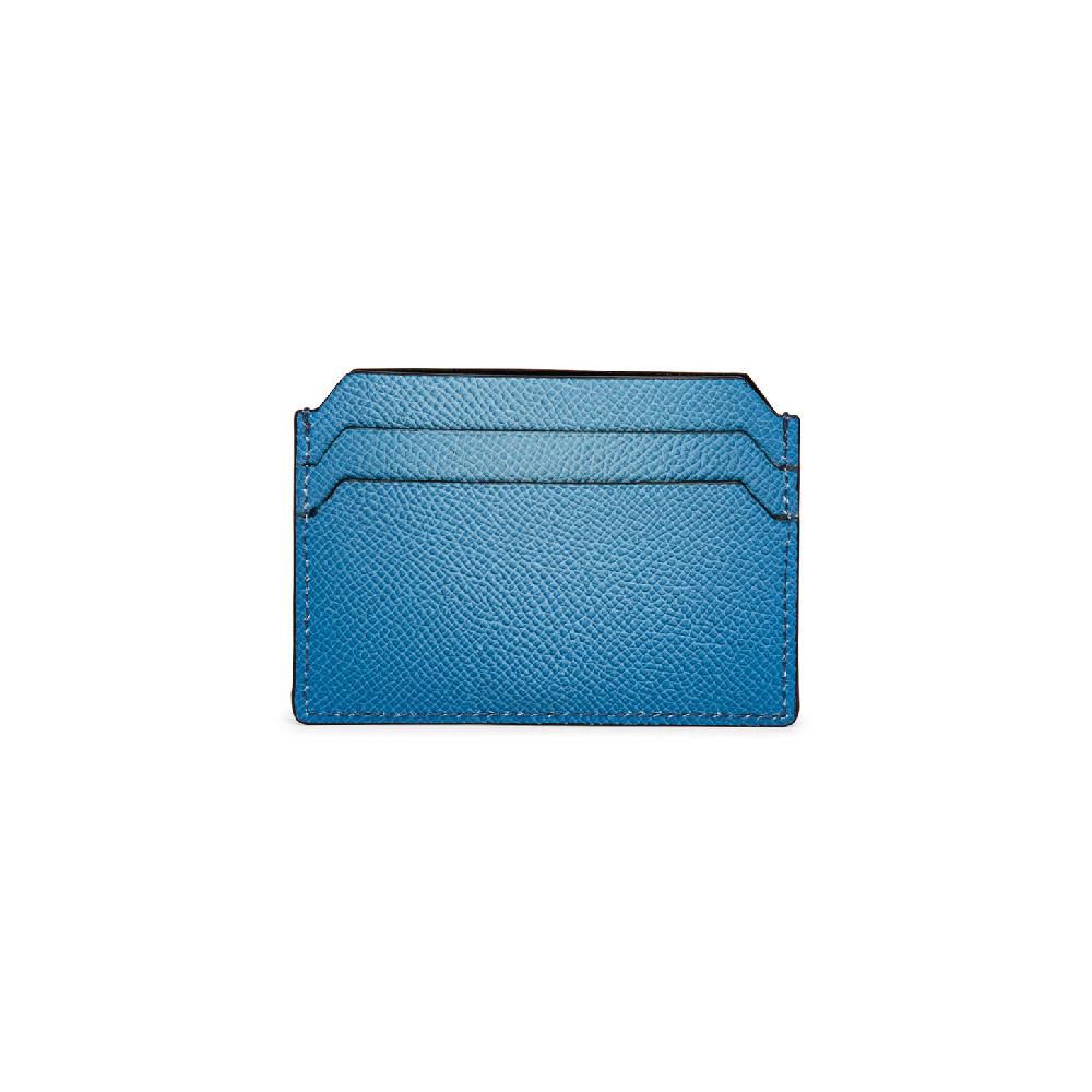 Santoni Porta carte di credito in saffiano azzurro Convenienza