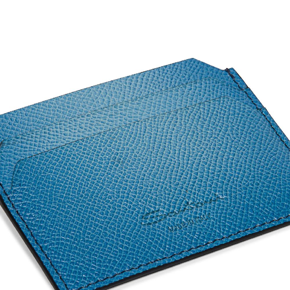Santoni Porta carte di credito in saffiano azzurro Convenienza