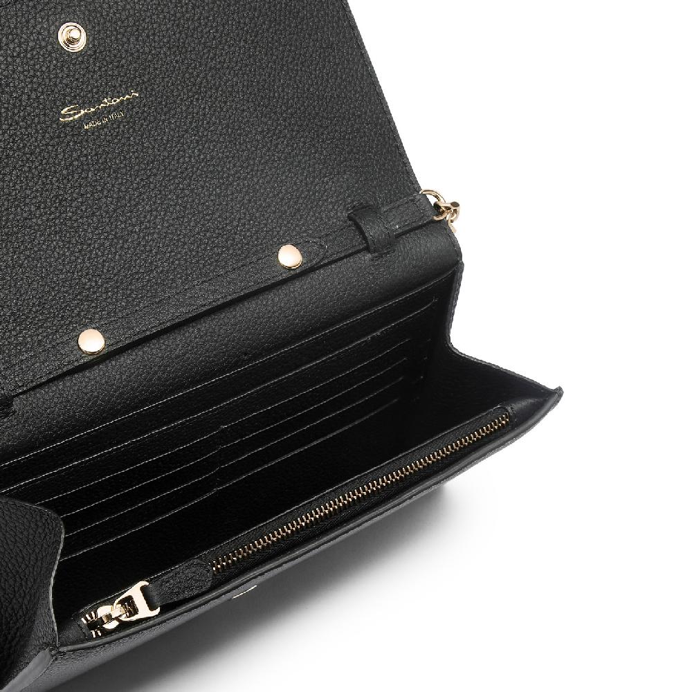 Santoni Borsa a tracolla in pelle nera Sconto
