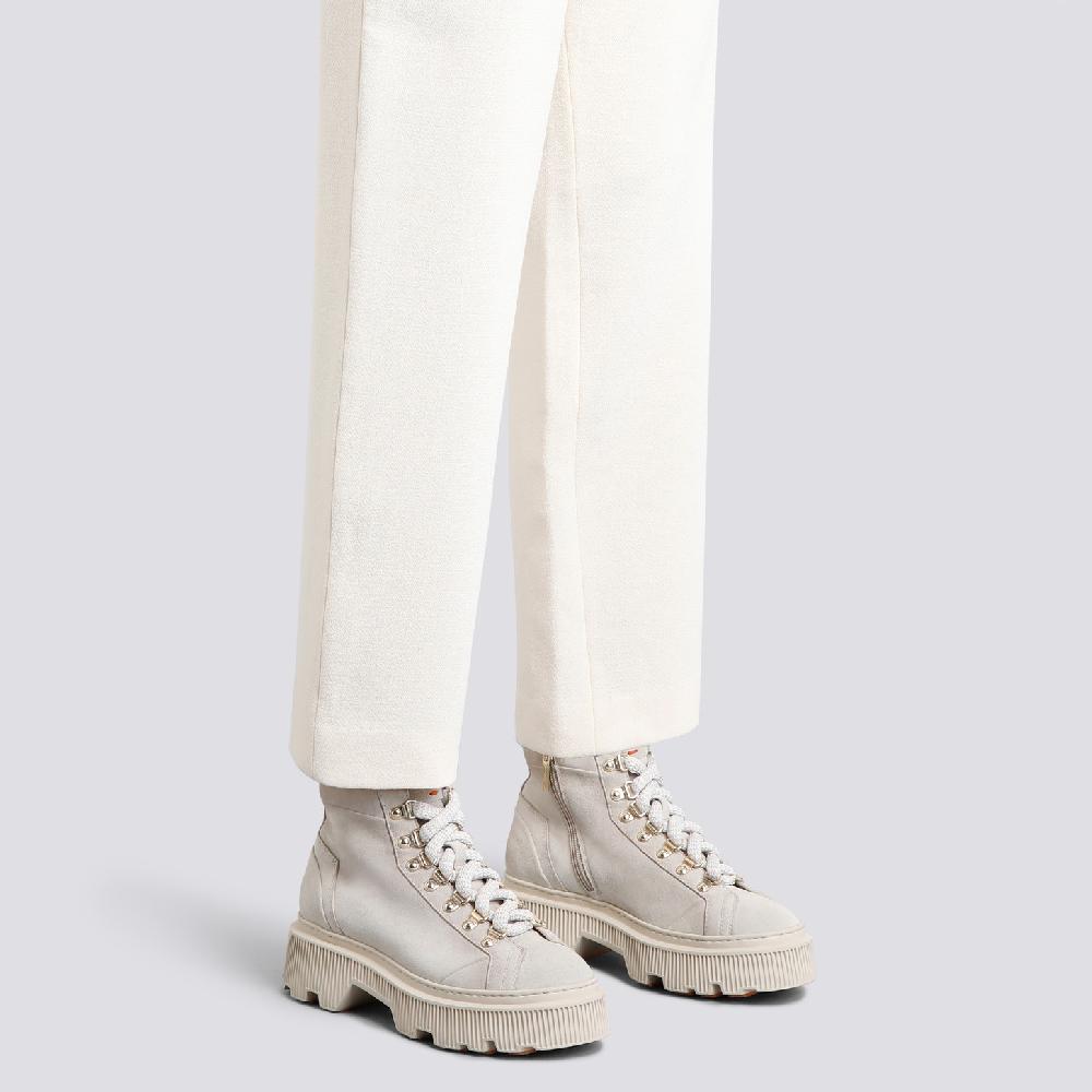 Santoni Scarponcino da montagna da donna in suede beige Outlet