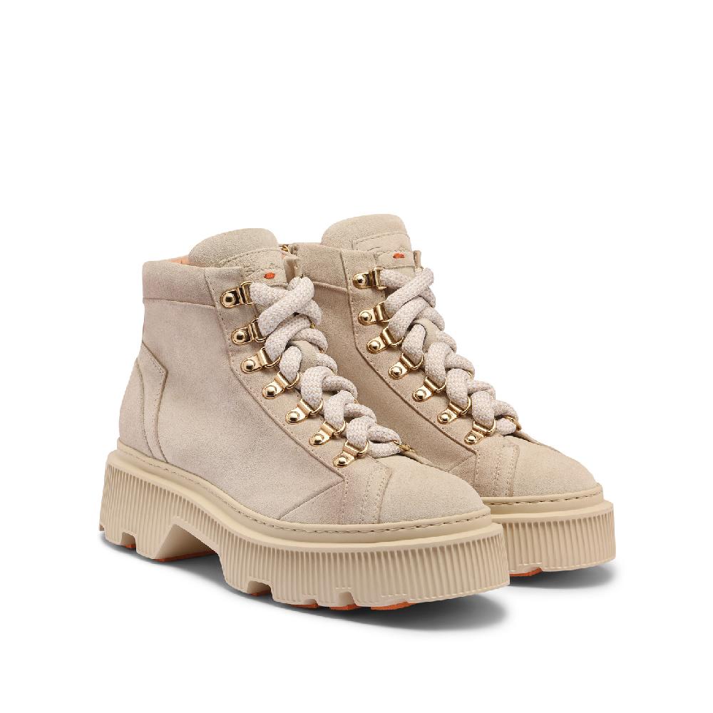 Santoni Scarponcino da montagna da donna in suede beige Outlet