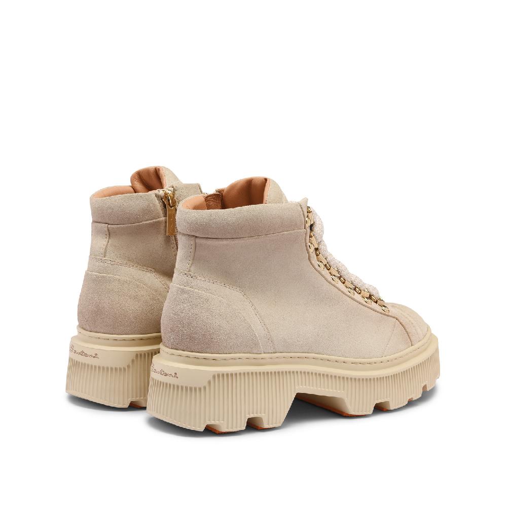 Santoni Scarponcino da montagna da donna in suede beige Outlet