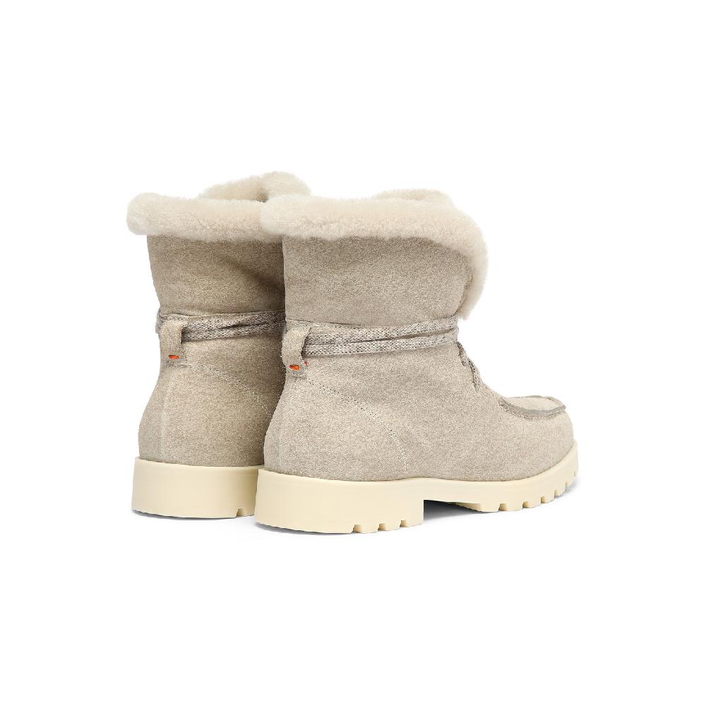 Santoni Stivaletto con pelliccia da donna in suede beige Saldi