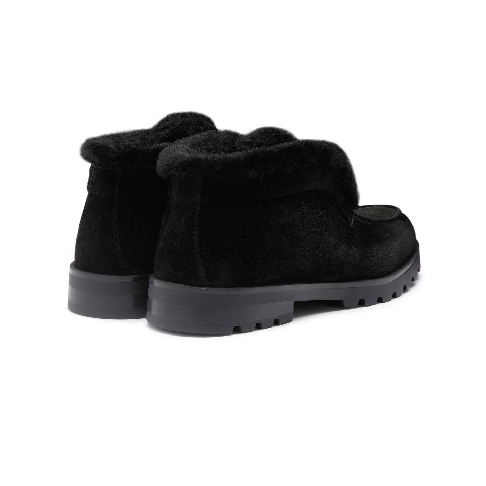 Santoni Stivaletto desert con pelliccia da donna in suede nero Vendita Calda