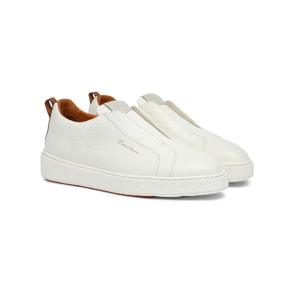Santoni Sneaker slip-on da donna in pelle bottalata bianca Negozio
