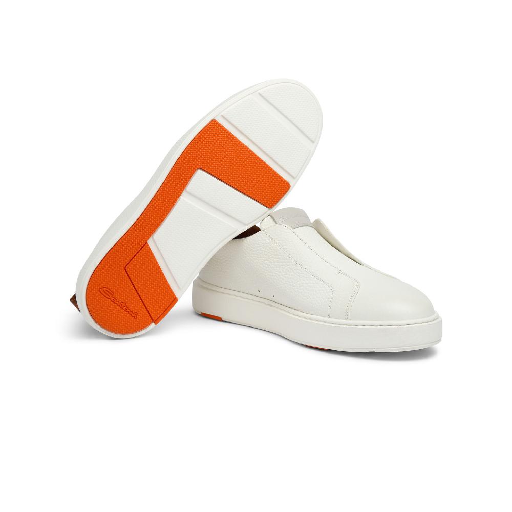 Santoni Sneaker slip-on da donna in pelle bottalata bianca Negozio