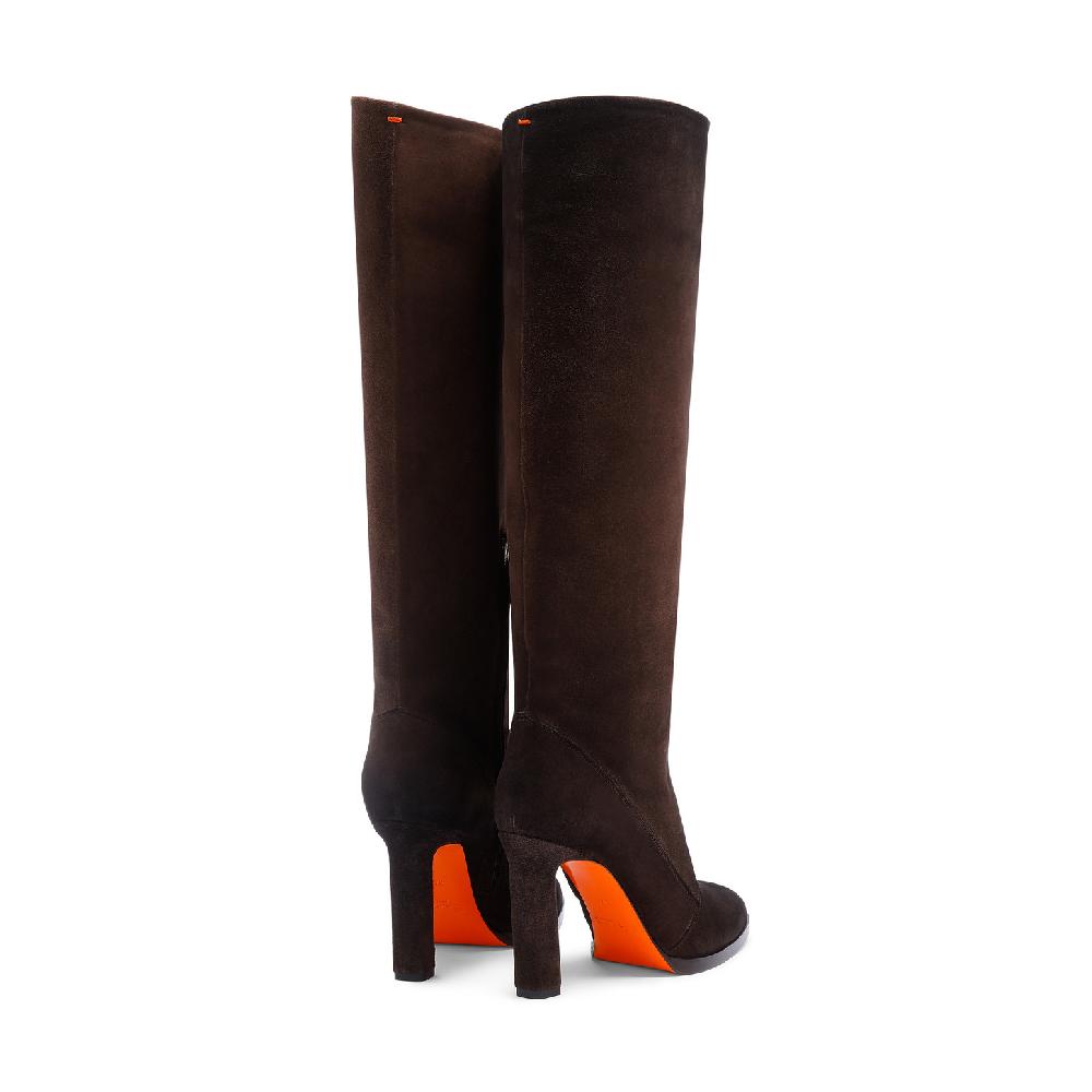 Santoni Stivale tacco alto da donna in suede testa di moro Nuova