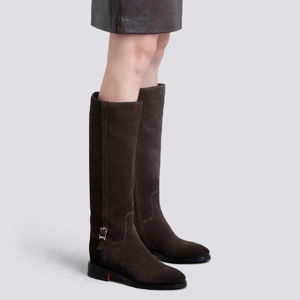 Santoni Stivale da donna in suede testa di moro Moda