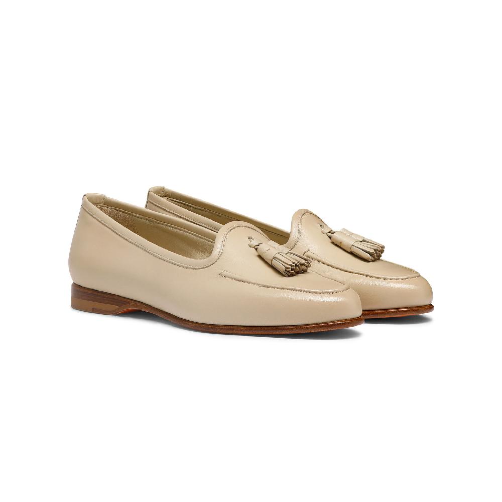 Santoni Mocassino Andrea con nappe da donna in pelle beige Promozione