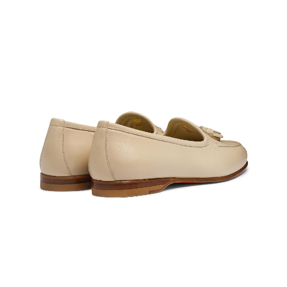 Santoni Mocassino Andrea con nappe da donna in pelle beige Promozione