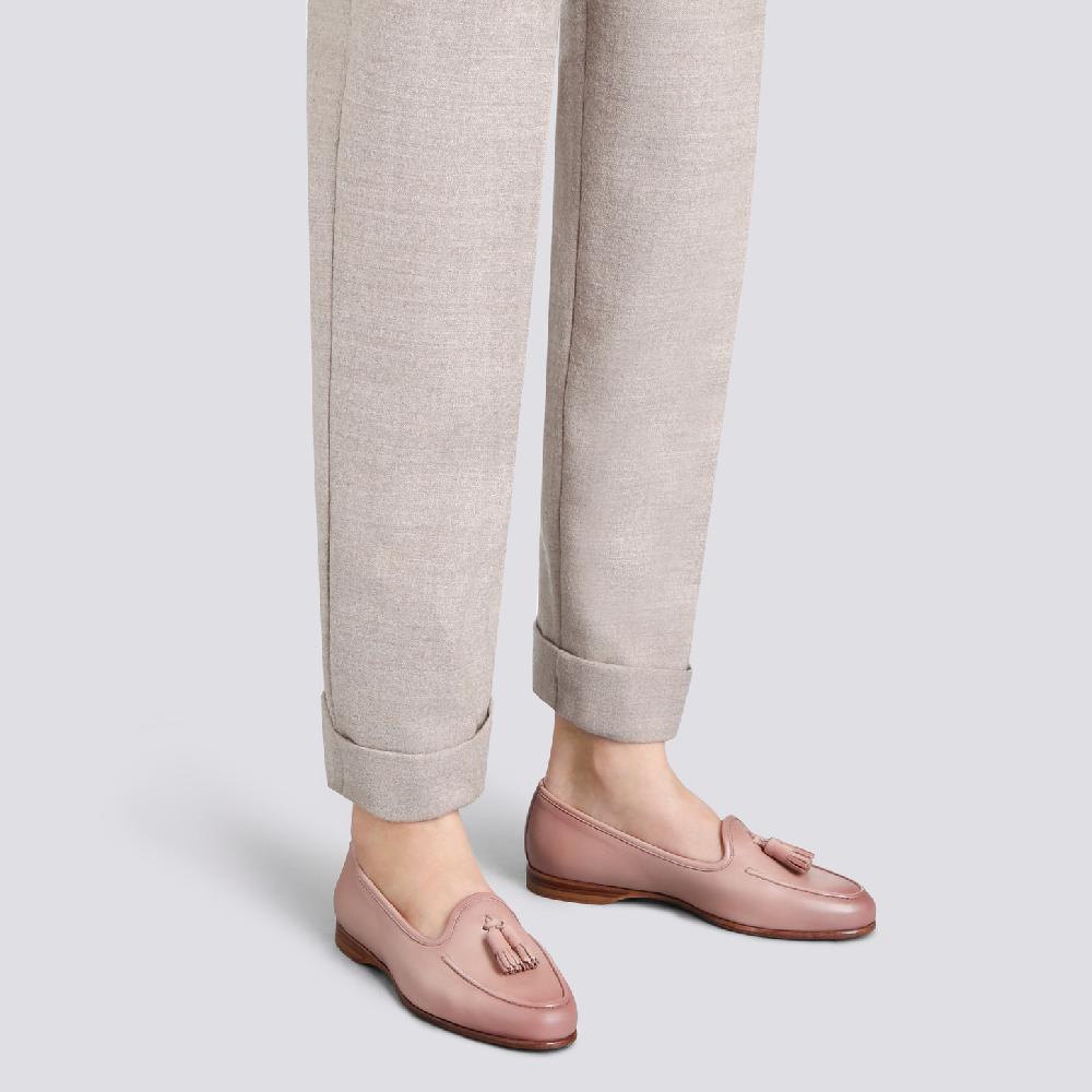 Santoni Mocassino Andrea con nappe da donna in pelle rosa Spedizione Gratuita