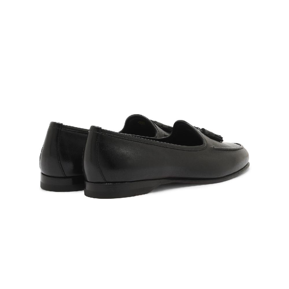 Santoni Mocassino Andrea con nappe da donna in pelle nera Pezzi Unici