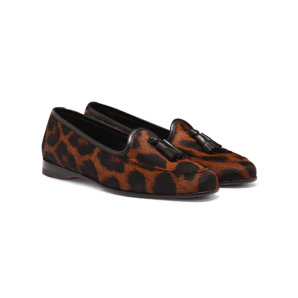 Santoni Mocassino Andrea con nappe da donna in cavallino animalier Soddisfazione Garantita