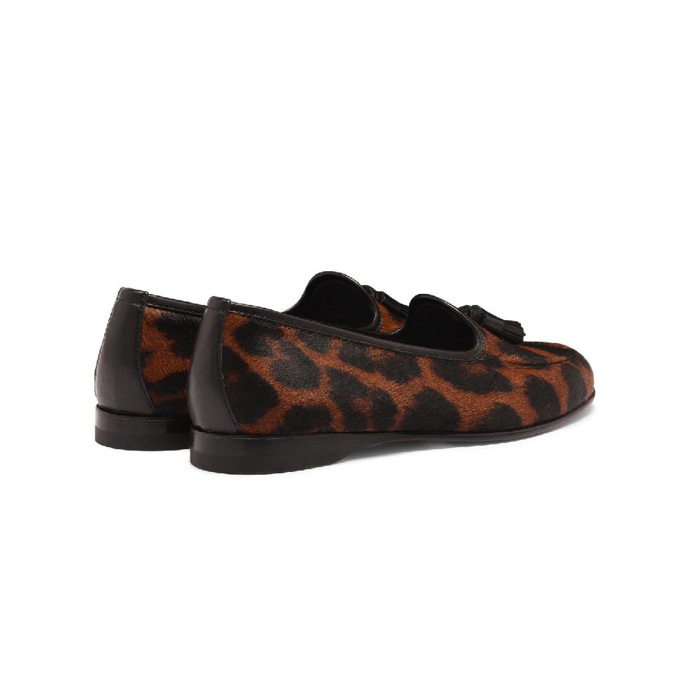 Santoni Mocassino Andrea con nappe da donna in cavallino animalier Soddisfazione Garantita