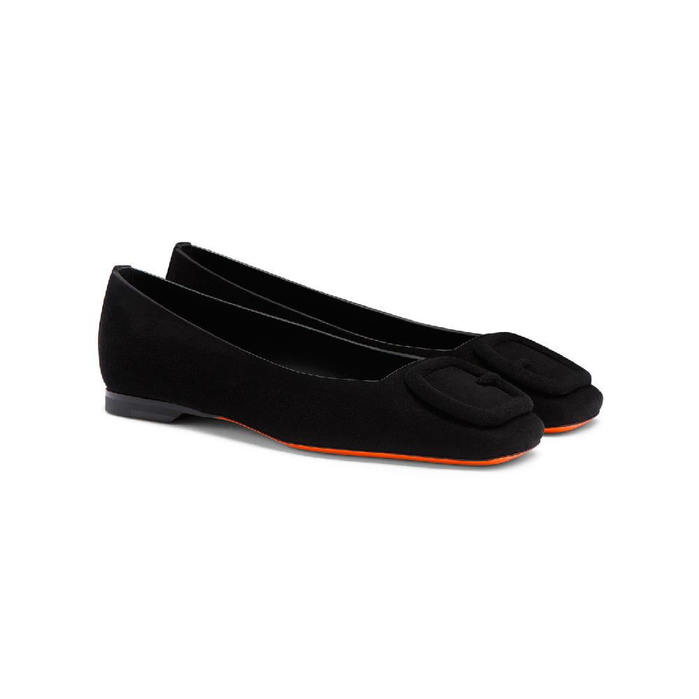 Santoni Ballerina da donna in suede nero Qualità Garantita