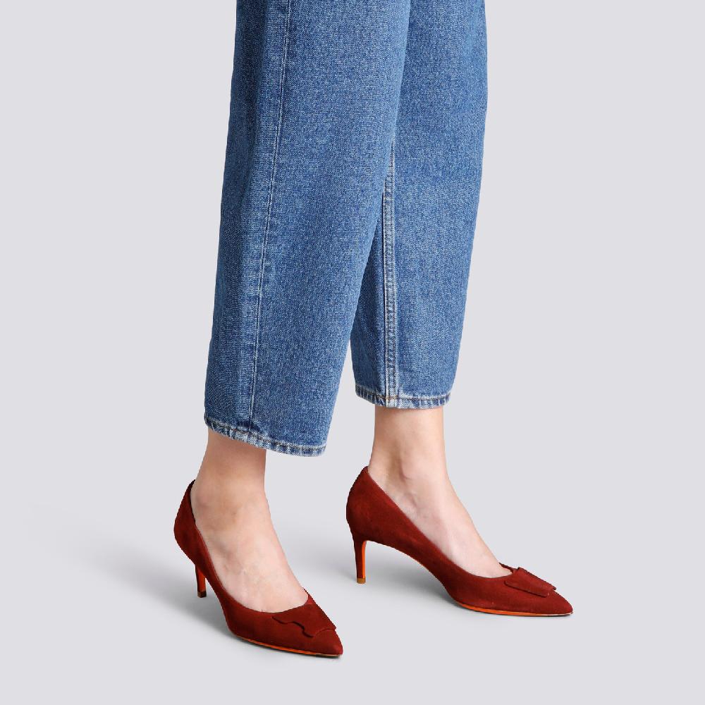 Santoni Décolletés tacco medio Santoni Sibille da donna in suede bordeaux Online Outlet