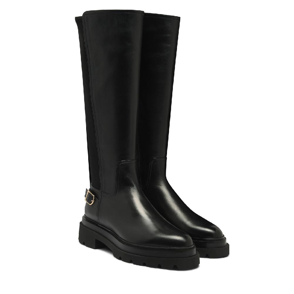 Santoni Stivale da donna in pelle nera Prezzo Ridotto