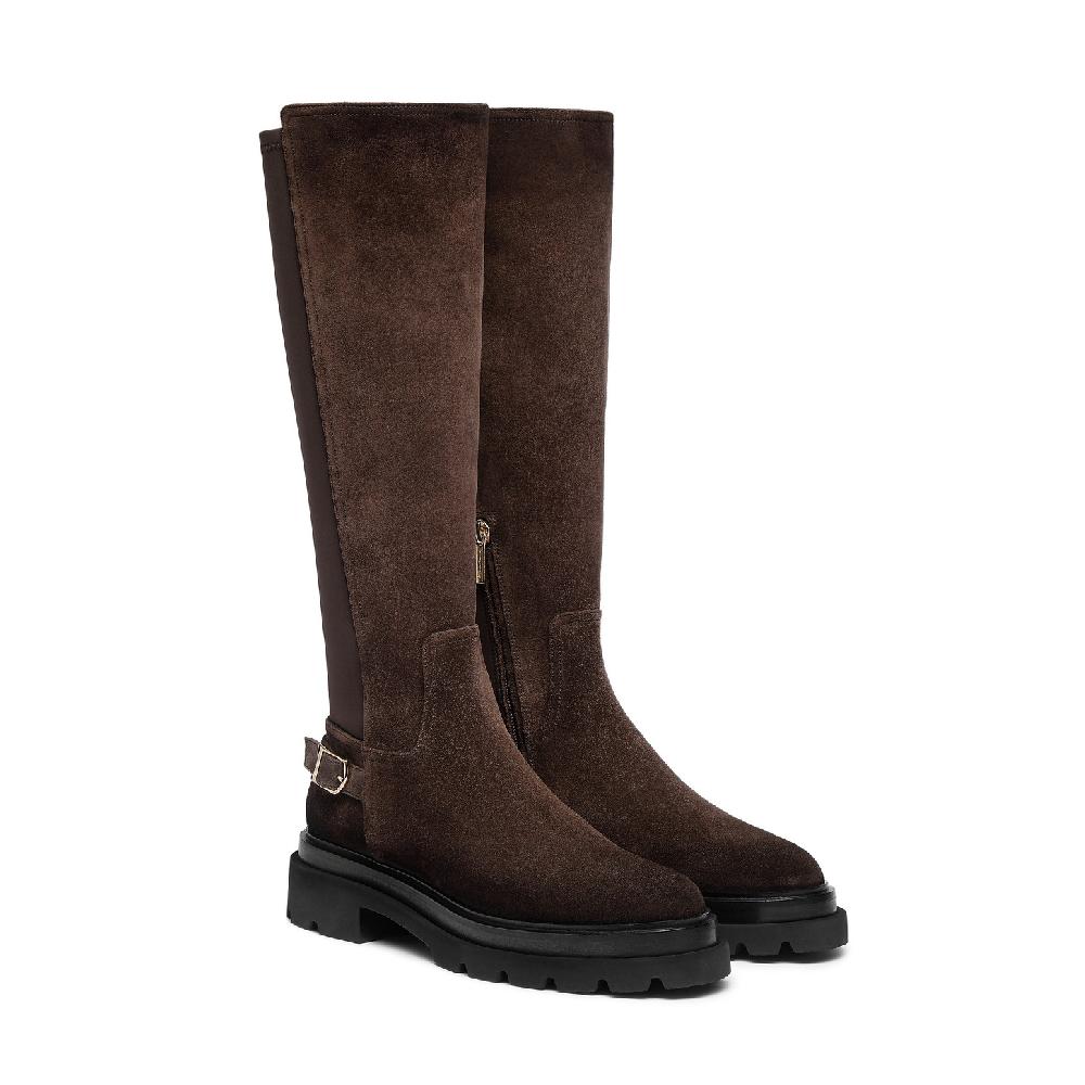 Santoni Stivale da donna in suede testa di moro Sottocosto