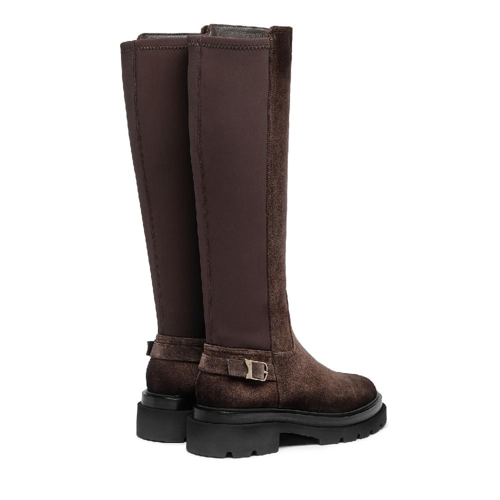 Santoni Stivale da donna in suede testa di moro Sottocosto