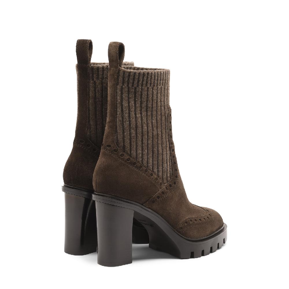 Santoni Stivaletto tacco alto da donna in suede testa di moro Convenienza