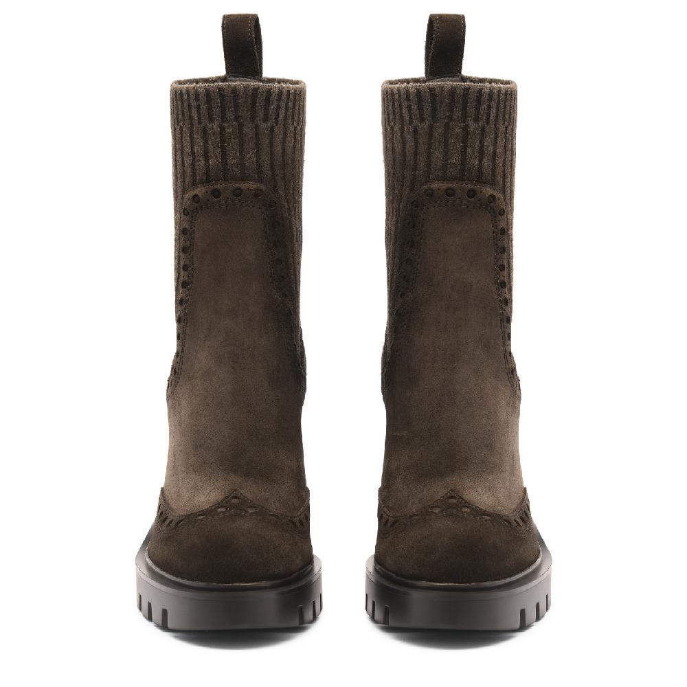 Santoni Stivaletto tacco alto da donna in suede testa di moro Convenienza
