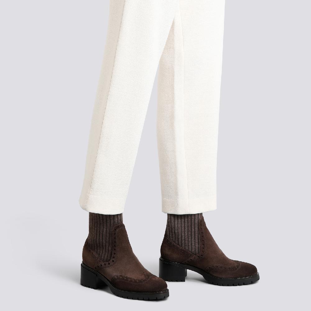 Santoni Stivaletto tacco basso da donna in suede testa di moro Novità