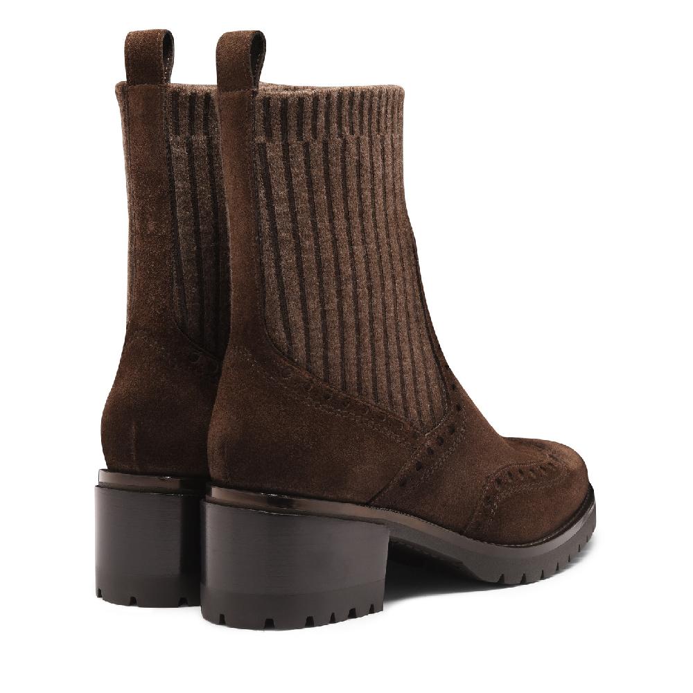 Santoni Stivaletto tacco basso da donna in suede testa di moro Novità