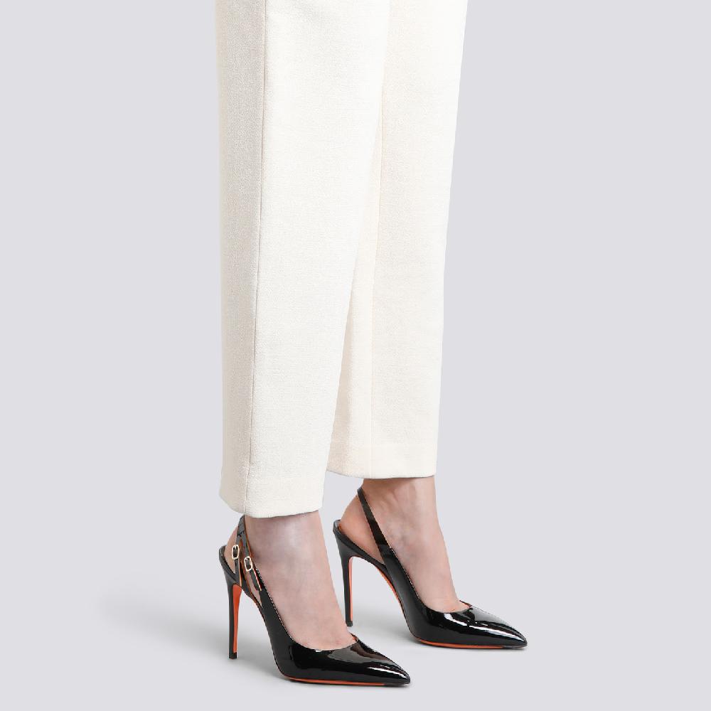 Santoni Slingback tacco alto da donna in vernice nera Presa