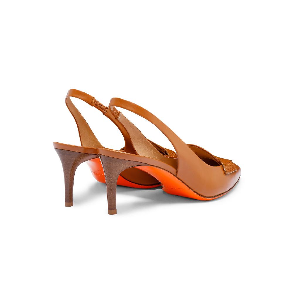 Santoni Décolletés tacco medio da donna in pelle marrone chiaro Sconto