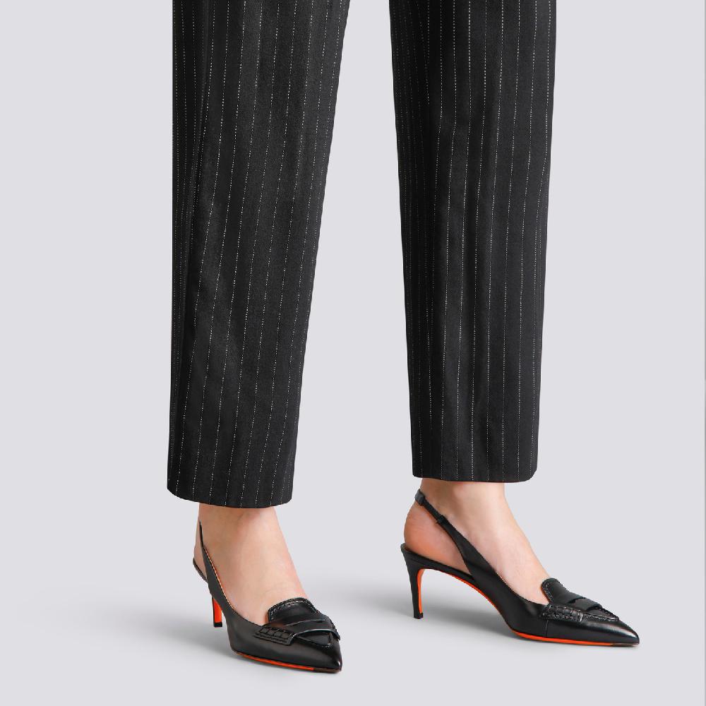 Santoni Décolletés tacco medio da donna in pelle nera Offerta