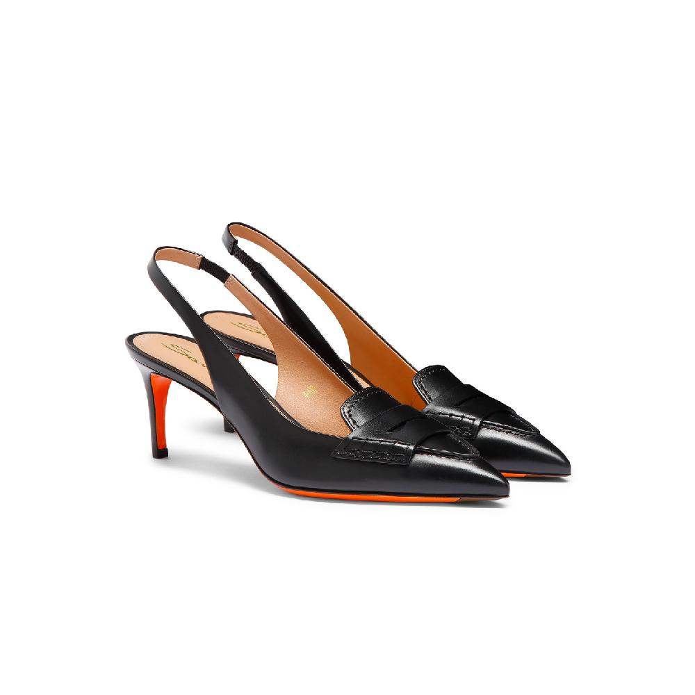 Santoni Décolletés tacco medio da donna in pelle nera Offerta