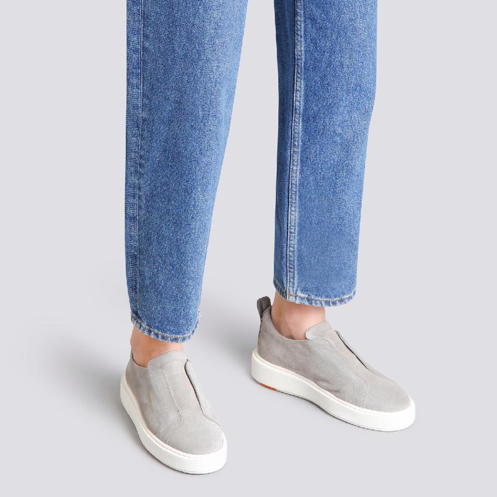 Santoni Sneaker slip-on da donna in suede grigio Economico