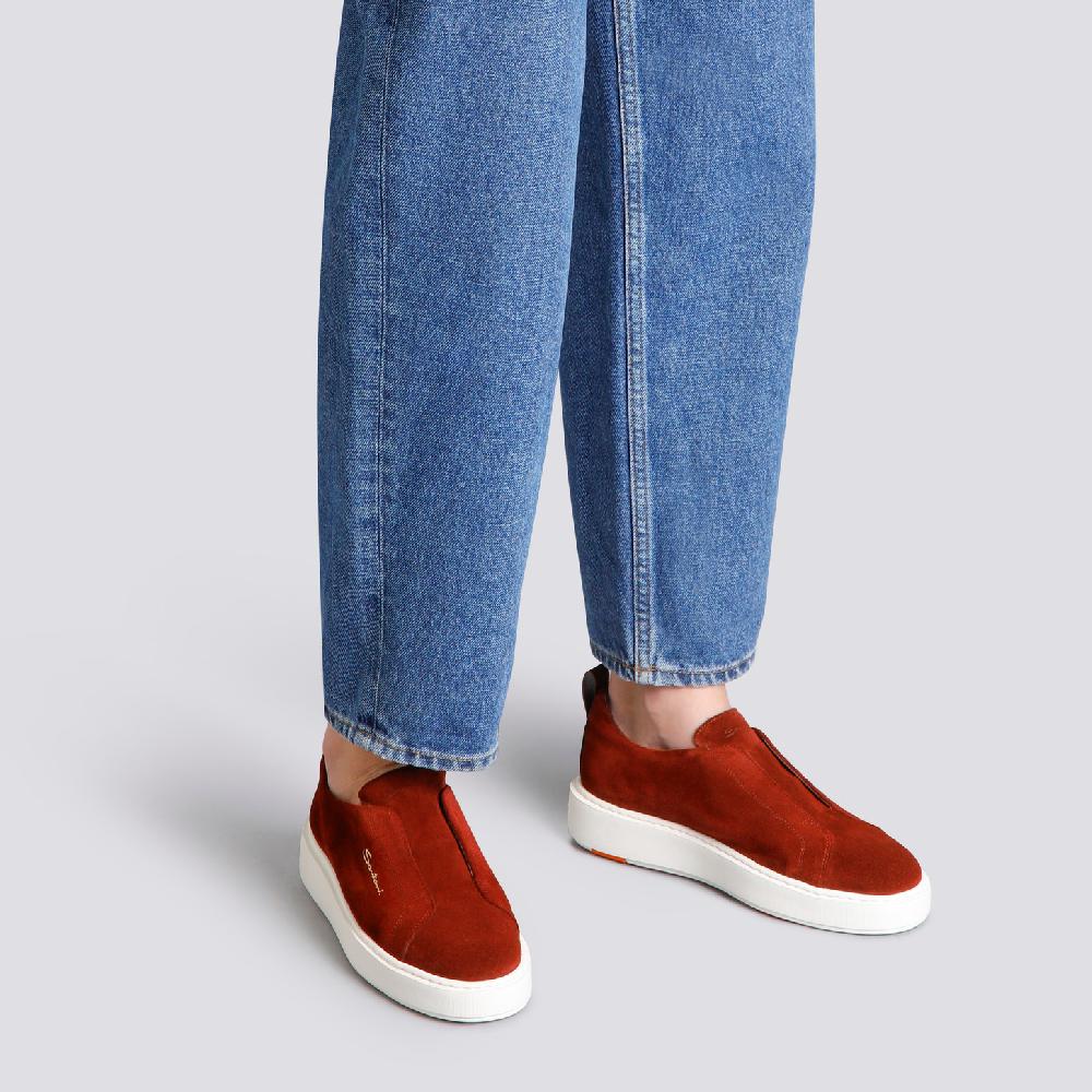 Santoni Sneaker slip-on da donna in suede bordeaux Outlet
