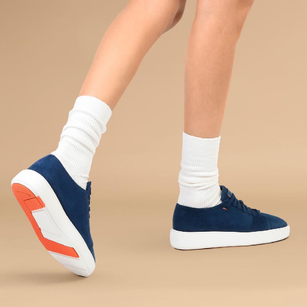 Santoni Sneaker da donna in suede blu In Vendita