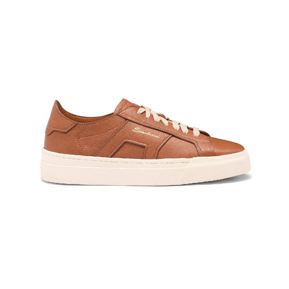Santoni Double Buckle Sneaker da donna in pelle bottalata marrone Saldi