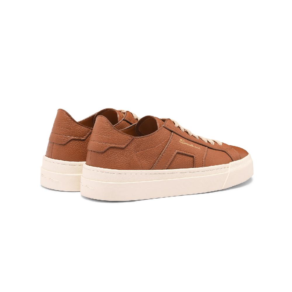 Santoni Double Buckle Sneaker da donna in pelle bottalata marrone Saldi