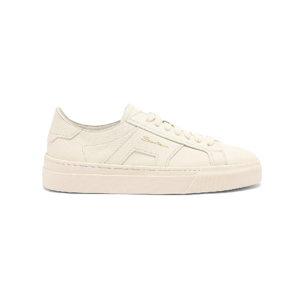 Santoni Double Buckle Sneaker da donna in pelle bottalata bianca Offerte