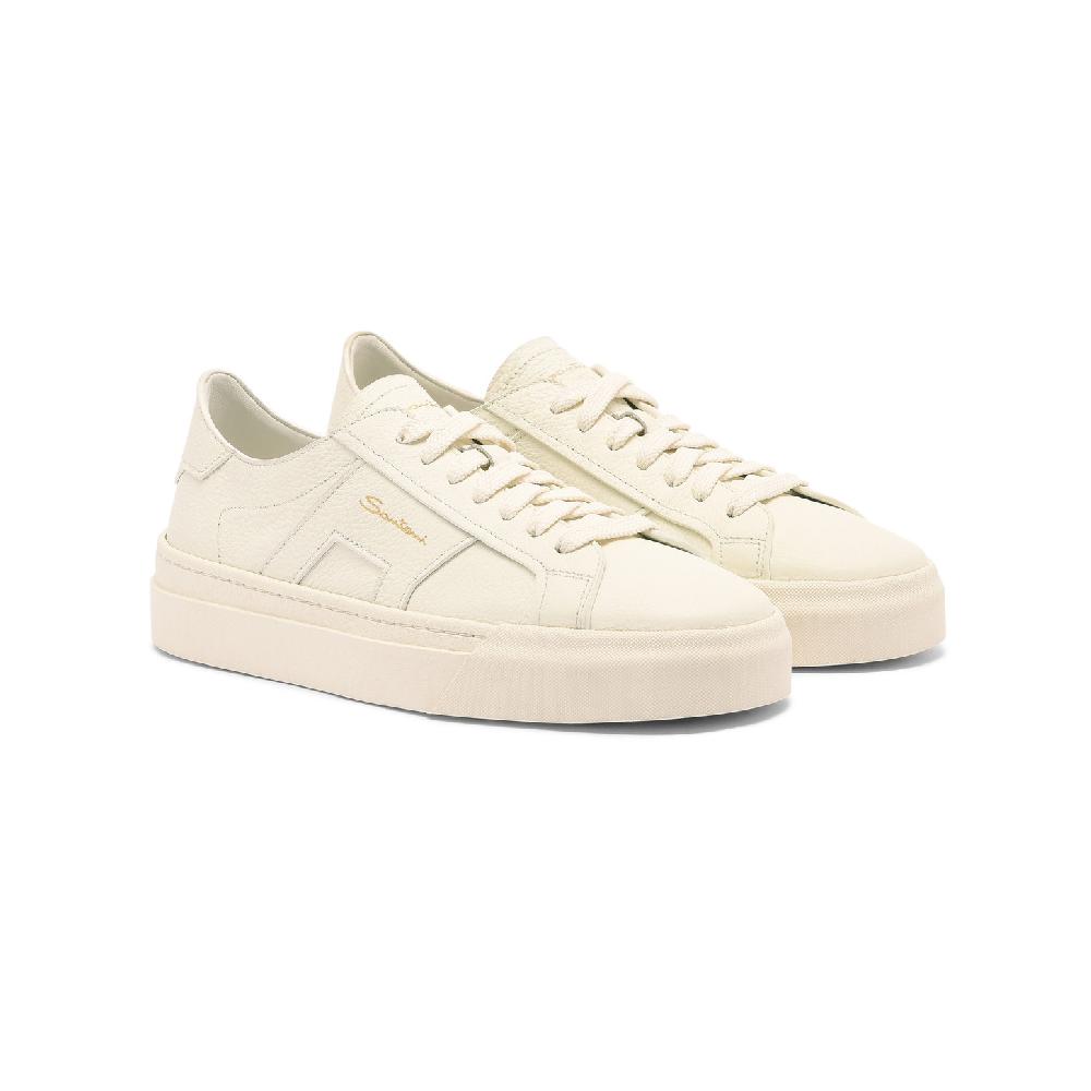 Santoni Double Buckle Sneaker da donna in pelle bottalata bianca Offerte