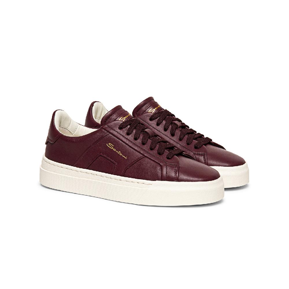 Santoni Double buckle sneaker da donna in pelle bordeaux Hotsell